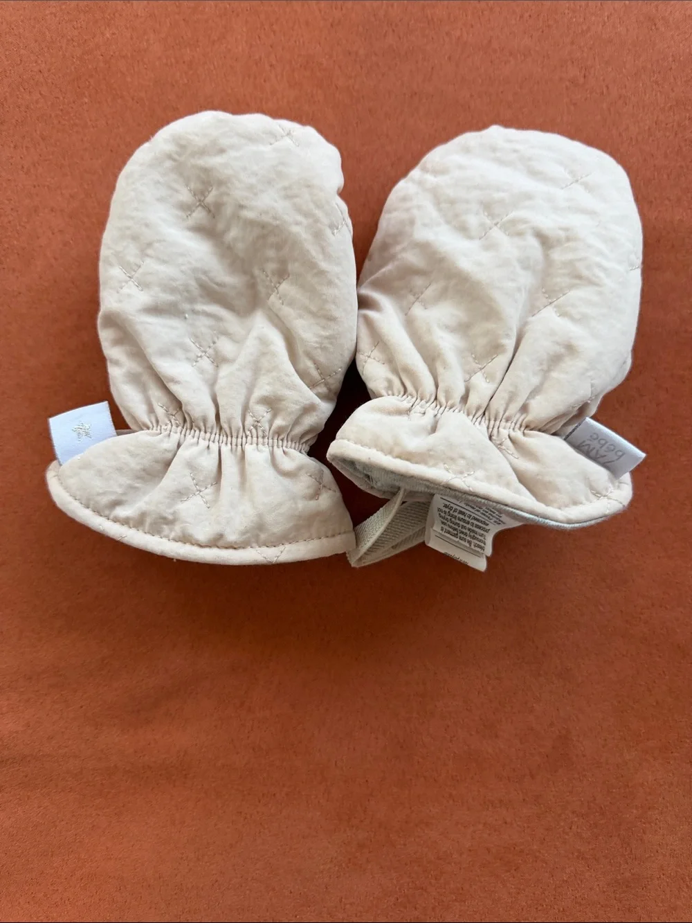 Soft Cream Quilted Baby Mittens